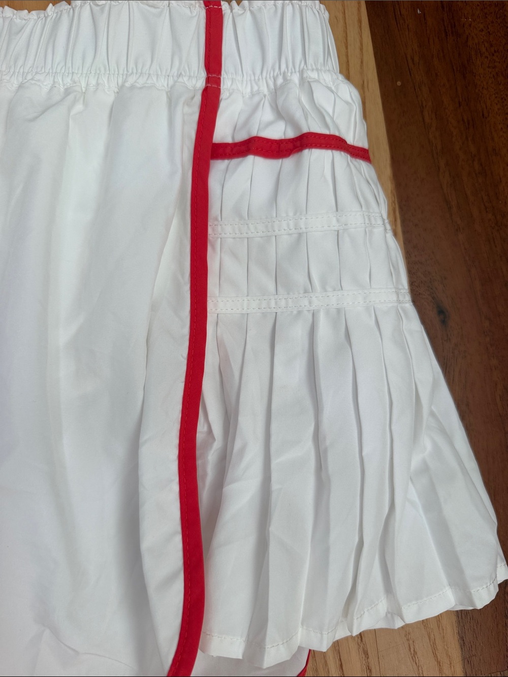 Free People White Athletic Shorts with Red Trim - Picture 2 of 5